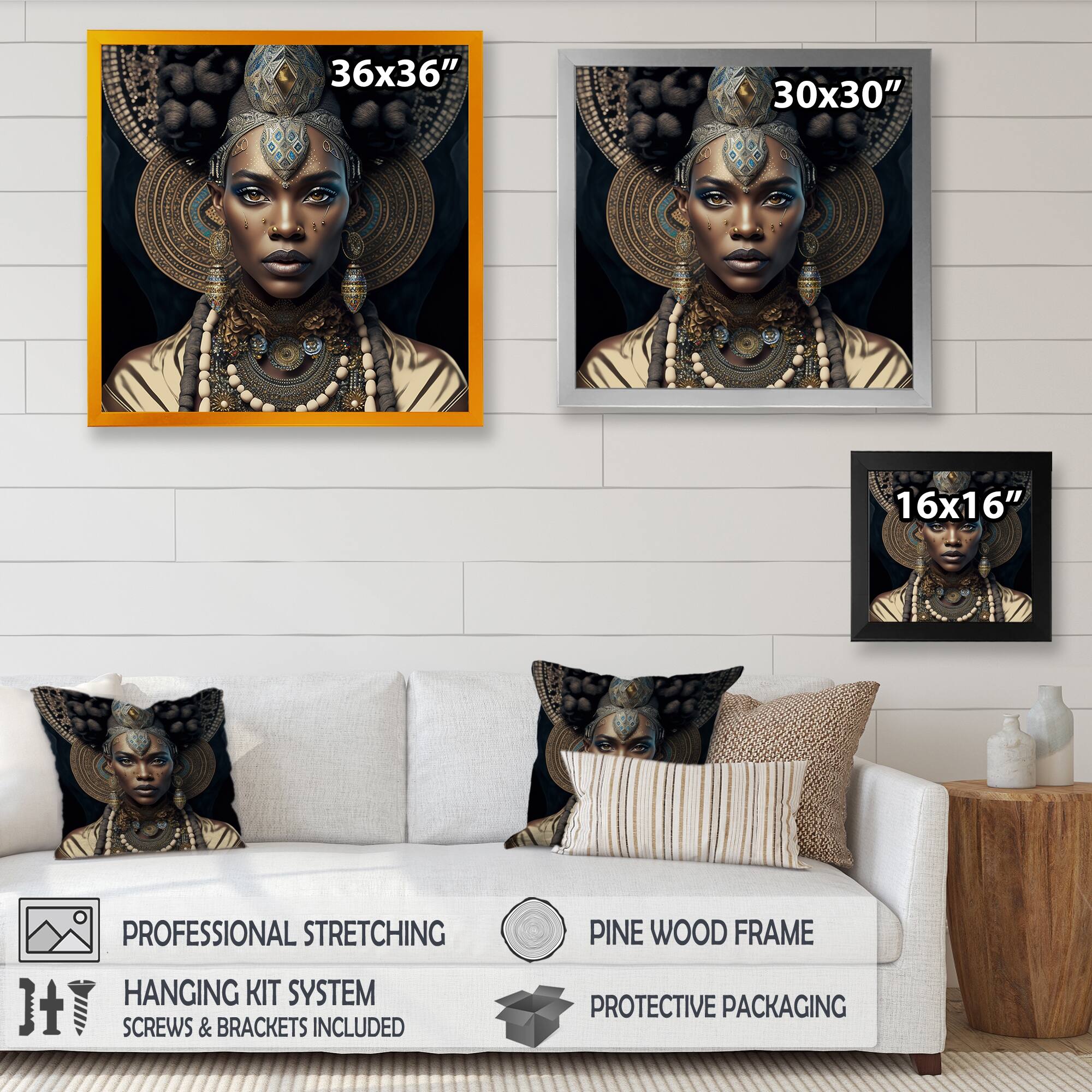 Designart "Tribal African Woman II" African American Framed Art Print Bed Bath & Beyond 37858391